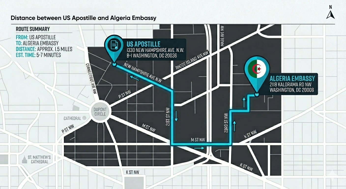 Map of Algeria Embassy Legalization & Apostille Services